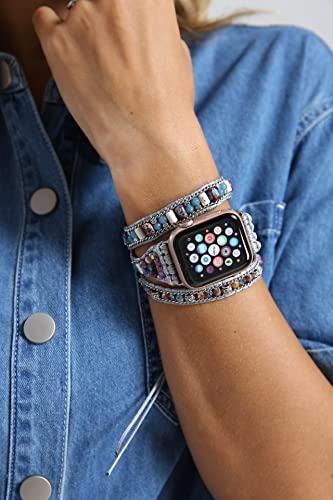 Bokiiway Beaded Handmade Boho Watch Bracelet Band Compatible With Apple Watch 38Mm/40Mm/41Mm/42Mm/44Mm/45Mm-Watch Strap For Iwatch Series 8/7/6/5/4/3/2/1/Se For Women (38/40/41Mm, Emperor) #TOP1