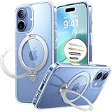 TORRAS Ostand Q3 Spin for 17 Case - Supporto ad anello girevole a 360°, protezione per pulsanti fotocamera, protezione contro le cadute, compatibile con MagSafe per 17 Cover - Trasparente