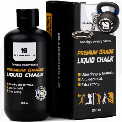 BLUEGORILLA magnesio liquido, magnesio Crosstraining Ultra seco! 250ML magnesio en Polvo Gimnasio. Mejora tu Grip ! Powerlifting, halterofília, Padel, Gym Secado Super rápido.