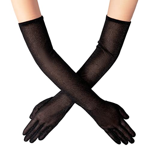 Gants opéra extensibles anti-glisse noirs taille unique adulte pour fête