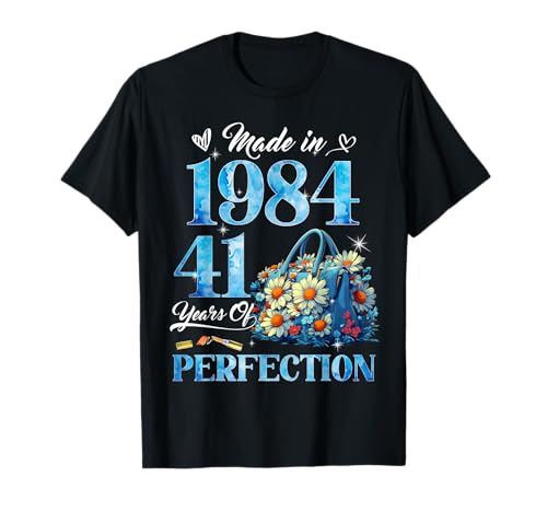 Womens 41st Birthday Floral Made in 1984 Gifts 41 Years Old T-Shirt