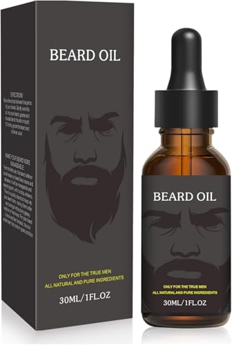 Beard Oil Pure Natural Beard Growth Oil Moisturizing Softener Beard Growth Products for Patchy Fathers Day Perfect Gifts for Men Husband Boyfriend Dad with Green Tea Scent (30 ml)