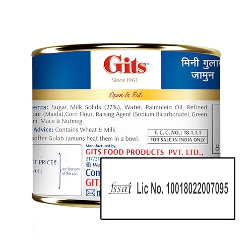 Image of Gits MiNi Gulab Jamun Open & Eat Tin 225 gms | 8 pieces | Small Pack | Quick Sweet Cravings (Pack of 2)