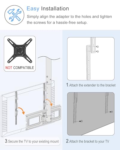 Image of IFCASE Steel VESA Extension Brackets for TV Ceiling /Wall Mounts, Adjustable Heavy Duty Vertical VESA Extender Replacement Bracket (Black)