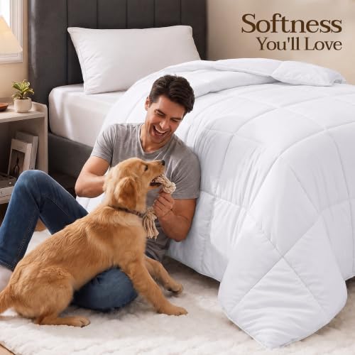 Image of Utopia Bedding Twin Comforter, Duvet Insert, White, 64 x 88 Inches