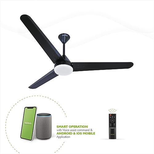 Image of OCECO Fansio Smart 1200MM Matt Black Ceiling Fan with Alexa LED Indicators, Mobile App, Smart Remote and 5-Star Rated that 65% Energy Savings 3-Year Warranty