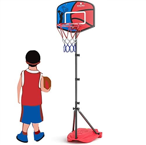 Kids Basketball Hoop, Height-Adjustable 2.9 FT-6.1 FT, Indoor and Outdoor Basketball Set for Toddlers Age 3-8