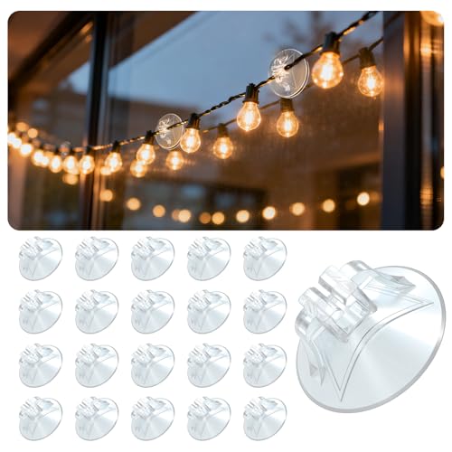 Dalugo Saugnapf mit Kabel-Schlitz 60 Stück Transparente Saugnäpfe für Fenster Halloween Weihnachtsdekorationen Lichterketten