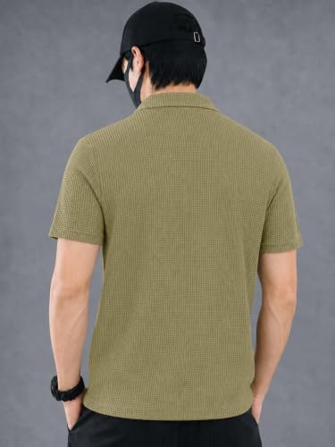 Image of EYEBOGLER Premium Textured Self-Design Half Sleeve Collar Polo T-Shirt for Men || Packs Also Available