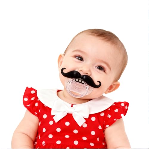 Image of Funny Baby Pacifiers 0-18 Months - Mustache &Teeth Designs, Adorable Novelty Pacifiers for Baby Boys & Girls,BPA-Free