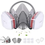 MODUSKYE Reusable Respirator, Reusable Half Facepiece Respirator with 6 Active Cotton Respirator Filters Against Painting, Dust, Sanding, Polishing, Spraying