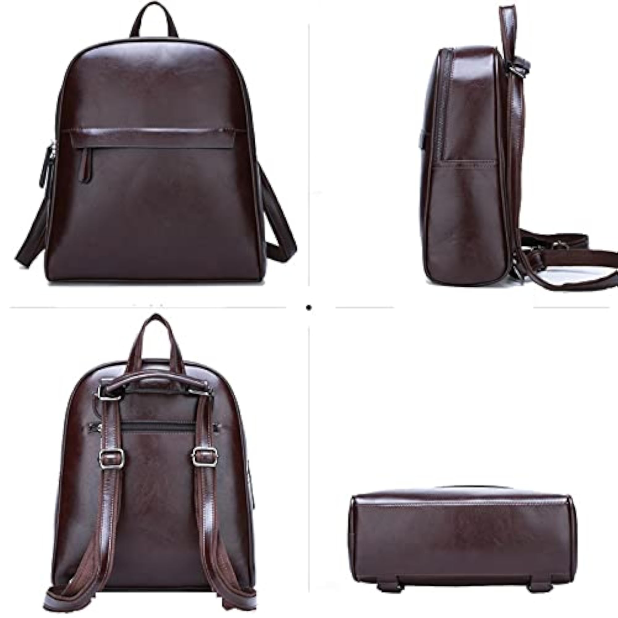 Women's All-Match PU Leather College Style Backpack, Travel Bag