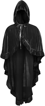 Amazon.com: Black Velvet Hooded Ruffle Cape (OneSize