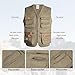Besentinels 8 Pockets Lightweight Utility Fishing Vest for Outdoor, Work Cargo Hiking Travel Vest, Photographers, Khaki XX-Large