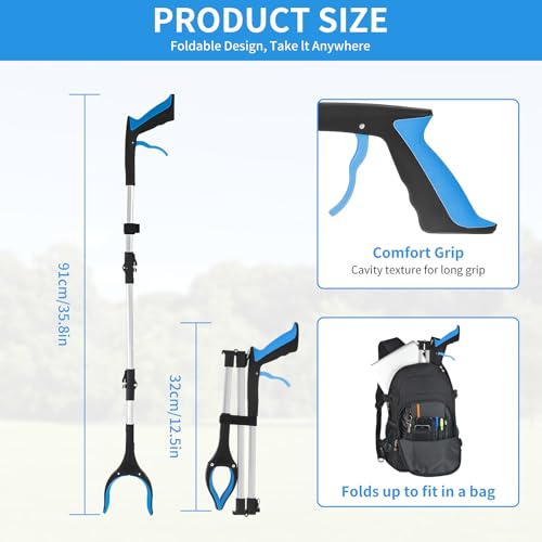 Palo plegable de 3 secciones para recoger objetos del suelo sin agacharse 2