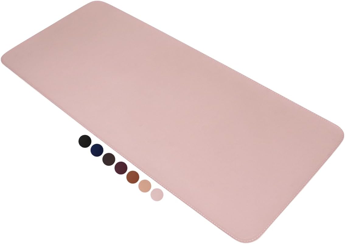 MousePad DeskPad em Couro Ecologico 70x30cm + Porta-Copos (Rosa)
