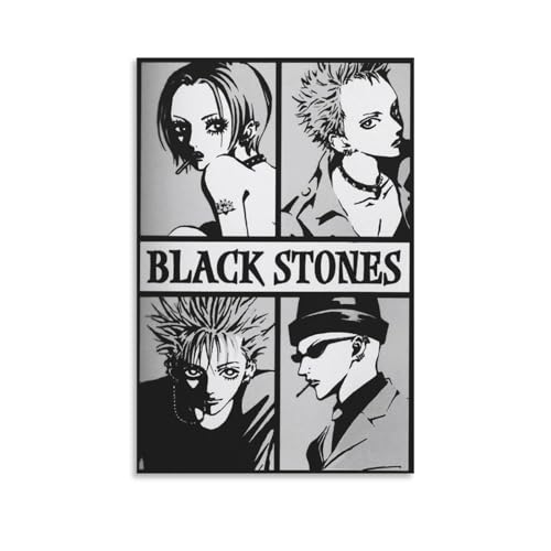 SOONIER Poster manga Nana sur toile avec pierre noire - Décoration murale moderne - 30 x 45 cm