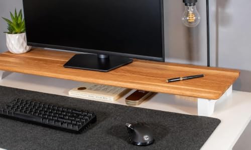 Image of Wooden Computer Monitor Stand, Monitor Riser Desk Shelf Desktop Stand TV Laptop Riser (Single Shelf, 80cm Long)