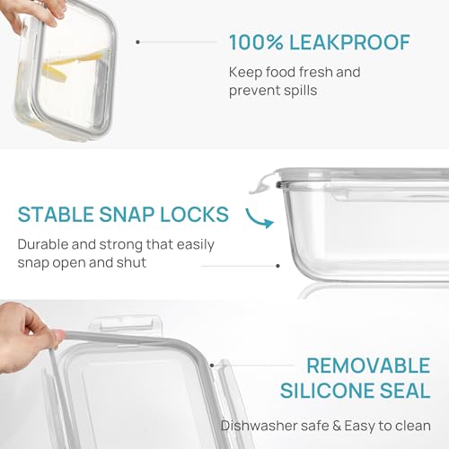 Image of Vtopmart 1Pack 1860ml /63oz Large Glass Storage Container with Lids