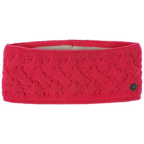 Lierys Fauske hoofdband dames (10,5 cm breed) met scheerwol - Made in Germany - One size 55-60 cm - met fleecevoering - Headband met gevlochten patroon - Herfst/winter - One Size neon-pink