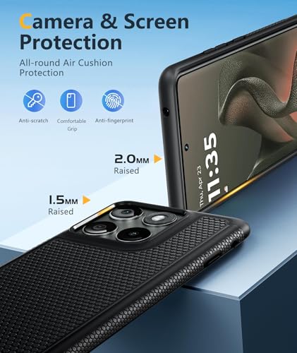 Image of FNTCASE for Motorola Edge 2025 Case: Moto Edge 2025 Case 14ft Military Grade Drop Protection Anti-Slip Sweat-Resistant Matte Textured Dual Layer Daily Cover - 6.7inch (Black)