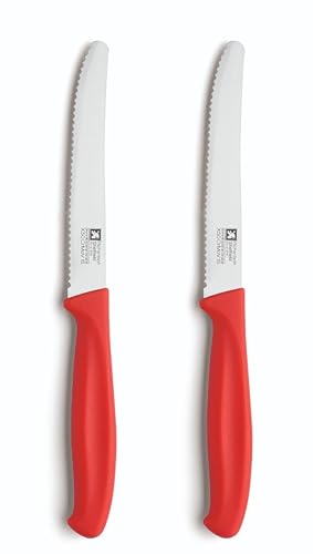 Richardson Sheffield FN228 R CUT - Cuchillo para tomate, con mango rojo, pequeño, plateado, gris (juego de 2)
