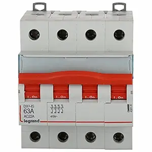 Legrand Polycarbonate DX 3 63 A 4-Pole MCB Isolator (Standard Size, White)