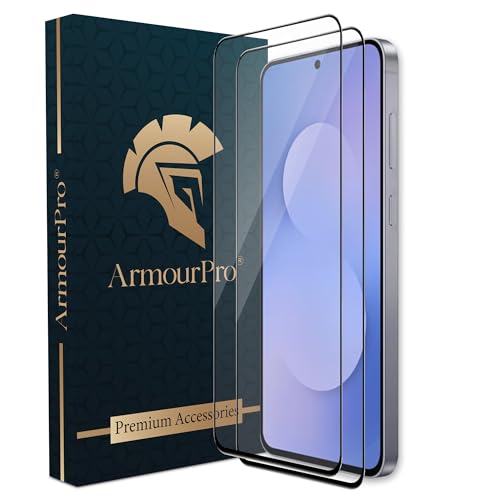 Image of ArmourPro Tempered Glass for Samsung Galaxy S25 FE - 9H Anti Scratch Screen Protector, Edge to Edge Coverage, HD Clarity, Smooth Touch, Case Friendly | Black, Pack of 2