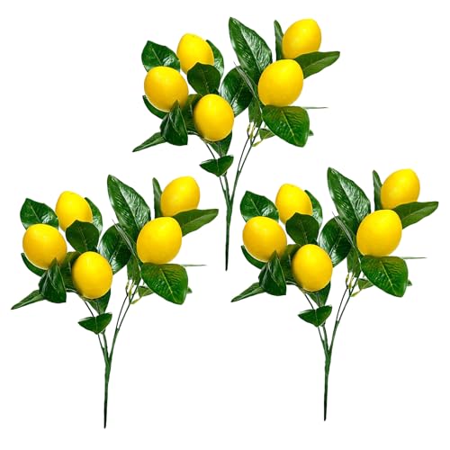 LSFYYDS Artificial Lemons Branch,Fake Lemons Branch,Fake Fruit Branch,Artificial Fruit Lemon Branch for Home,Office Decor (A)