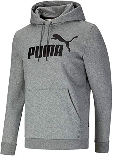 PUMA Men's Essentials Big Logo Fleece Hoodie, Medium Gray Heather, XXL