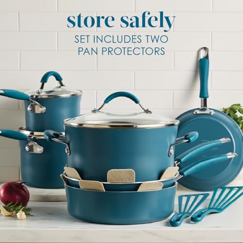Image of Rachael Ray Cucina Ceramic Nonstick Cookware Pots and Pans Set, 13-Piece, Marine Blue