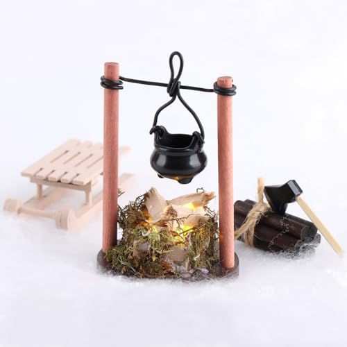 LED Lagerfeuer Wichtel Zubehör Weihnachten, DIY Puppenhaus Zubehö...