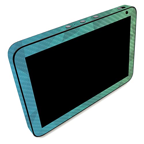 Image of MightySkins Carbon Fiber Skin Compatible with Amazon Echo Show 8 (Gen 2) - Blue Green Polygon | Protective, Durable Textured Carbon Fiber Finish | Easy to Apply
