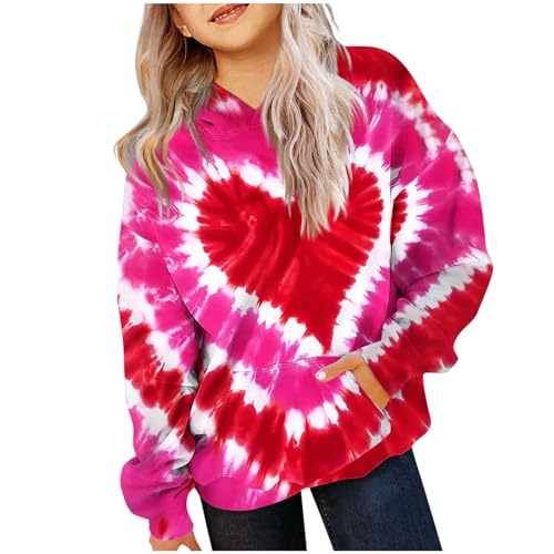 Kids Valentines Girls Valentines Day Outfit Hoodies for Teen Girls Cute Hooded Sweatshirts Oversized Long Sleeve Pullover Tops Trendy Preppy Clothes Fall Fashion