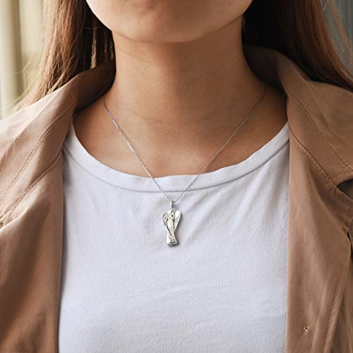 Angel Lady Urn Cremation Necklace Sterling Silver Guardian Angel Wings Urn Pendant for Ashes Keepsake Memorial Jewelry - Image 3