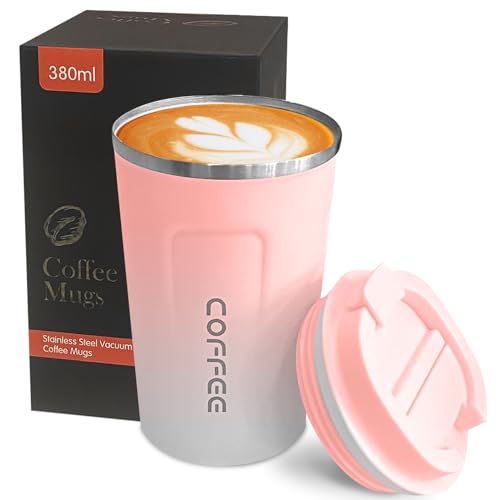 Image of Insulated Travel Coffee Mug, Stainless Steel Coffee Cup with Leakproof Lid