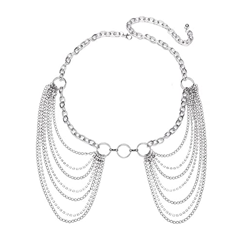 Cinturón de cintura ajustable con circonitas y borla para blusas largas