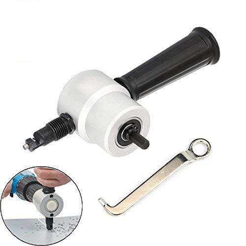 Nibbler Cutter Drill Attachment Double Head Metal Sheet- Wrench and Parts,Tool Black Set