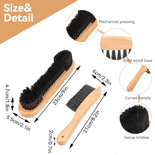 Pool Table Brush for Felt, 2 PCS Pool Table Cloth Brush Cleaner Kit Wooden Billiards Pool Table and Rail Brush Set with Soft Nylon Bristle for Game Rooms