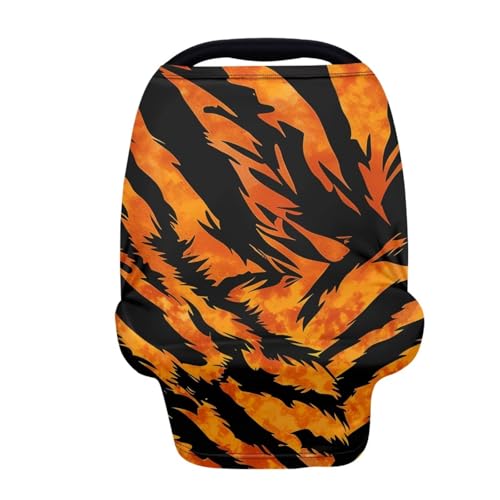 Image of Forchrinse Tiger Stripes Baby Car Seat Canopy for Boys Girls Car Seat Cover Soft Nursing Breastfeeding Cover for Mom