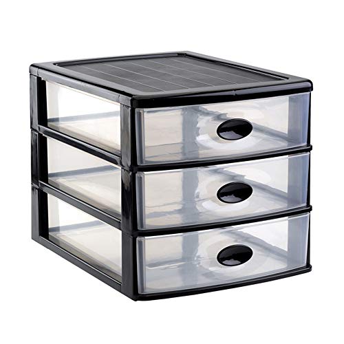 Plastic Forte, Cajonera sobremesa, Negro, 3 Cajones
