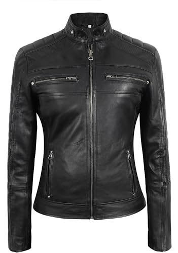 Cafe Racer Leather Jacket Women - Moto Biker Style Womens Leather Jacket Casual Fashion2