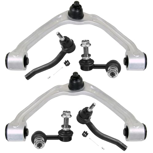 Image of Detroit Axle - 6pc Front End Suspension Kit for INFINITI G37 Q50 EX35 Q60 EX37 QX50, 2 Upper Control Arms with Ball Joint Assembly 2 Outer Tie Rods 2 Sway Bar Links Replacement