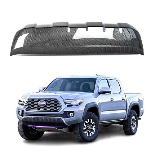 Image of Front Bumper Lower Valance Panel Skid Plate Black Compatible with 2016-2023 Toyota Tacoma - Replaces Part 53911-04210 TO1095205 (Carbon Fiber Style)