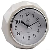 Sveglia di alta qualità con doppio suono di allarme musicale e campanella, movimento silenzioso a batteria, per camera da letto, comodino, scrivania, uso (bianco crema)