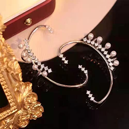 Bethynas 2 Pcs Fashion Elf Ear Cuffs Earrings Rhinestone Pearl Ear Cuffs For Women Girls Fairy -Non Pierced Ear Earrings #TOP4