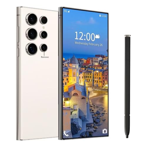 ExAchat C24 Ultra Cell Phone 5G Unlocked Phones with Built-in Pen Android 14 Smartphone 8GB+256GB Storage 6.8 FHD+ 120Hz Display 108MP Camera 6800mAh Battery Dual SIM Face ID GPS (White)