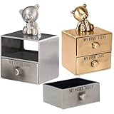 Abaodam Caja para Dientes de Leche Ñiño Metálica 2 Unidades Joyero Compacto Doble Capa Oro y Plata Caja Recuerdos Primer Diente Niñas Almacenamiento Seguro y Portátil
