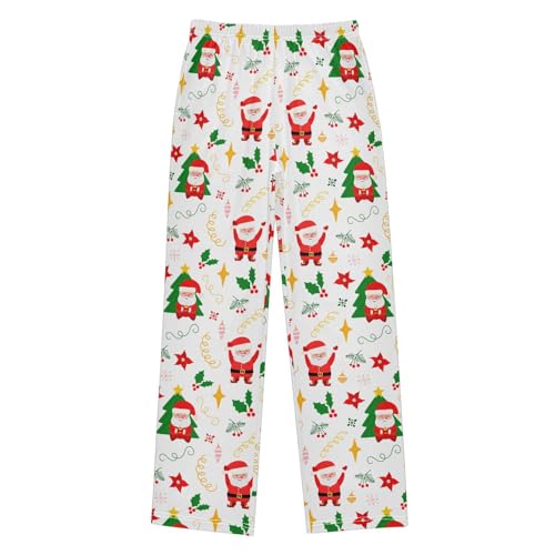 CaTaKu Boys Christmas Cute Santa Claus Pants for Boys Girls Wide Leg Sweatpants Kids Long Bottoms with Pockets Size 6-14Y
