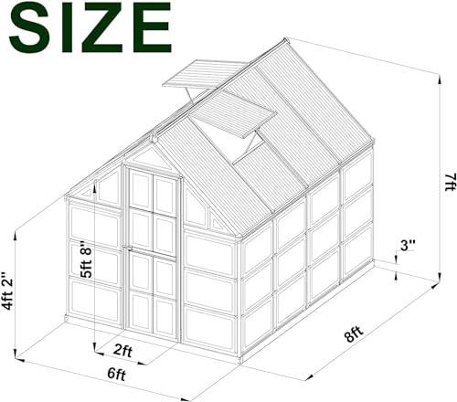 Howe YPG101 6X8 Ft Hybrid Polycarbonate Greenhouse thumb #6